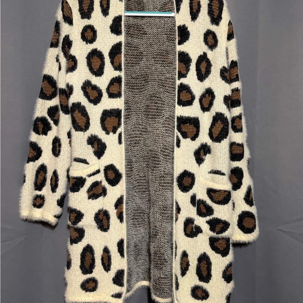 Leopard Print Open Front Cardigan